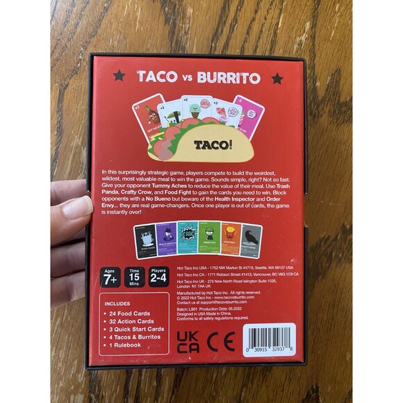 Taco Vs Burrito Card Game 2-4 Players Age 7+ Hot Taco Strategy & Fun Innova - Picture 3 of 5